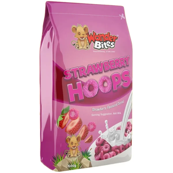 Wonderbites Cereal Hoops Strawberry 500g x 10